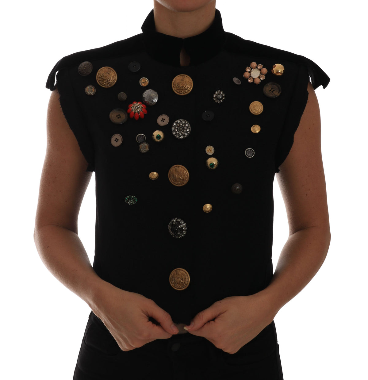 Gilet militaire noir à fleurs Dolce &amp; Gabbana