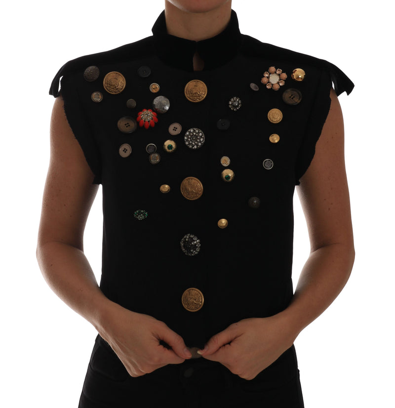 Gilet militaire noir à fleurs Dolce &amp; Gabbana