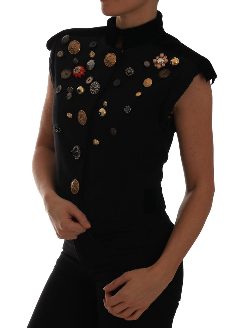 Gilet militaire noir à fleurs Dolce &amp; Gabbana