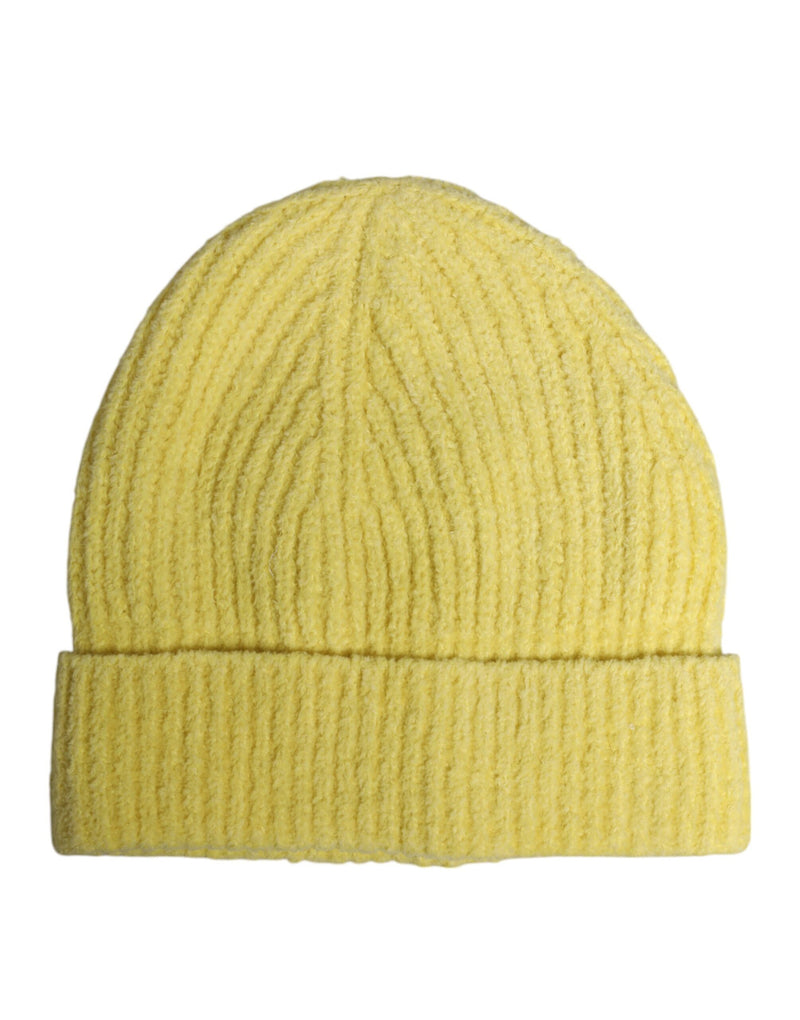 Bonnet d'hiver en tricot de coton jaune Dolce & Gabbana