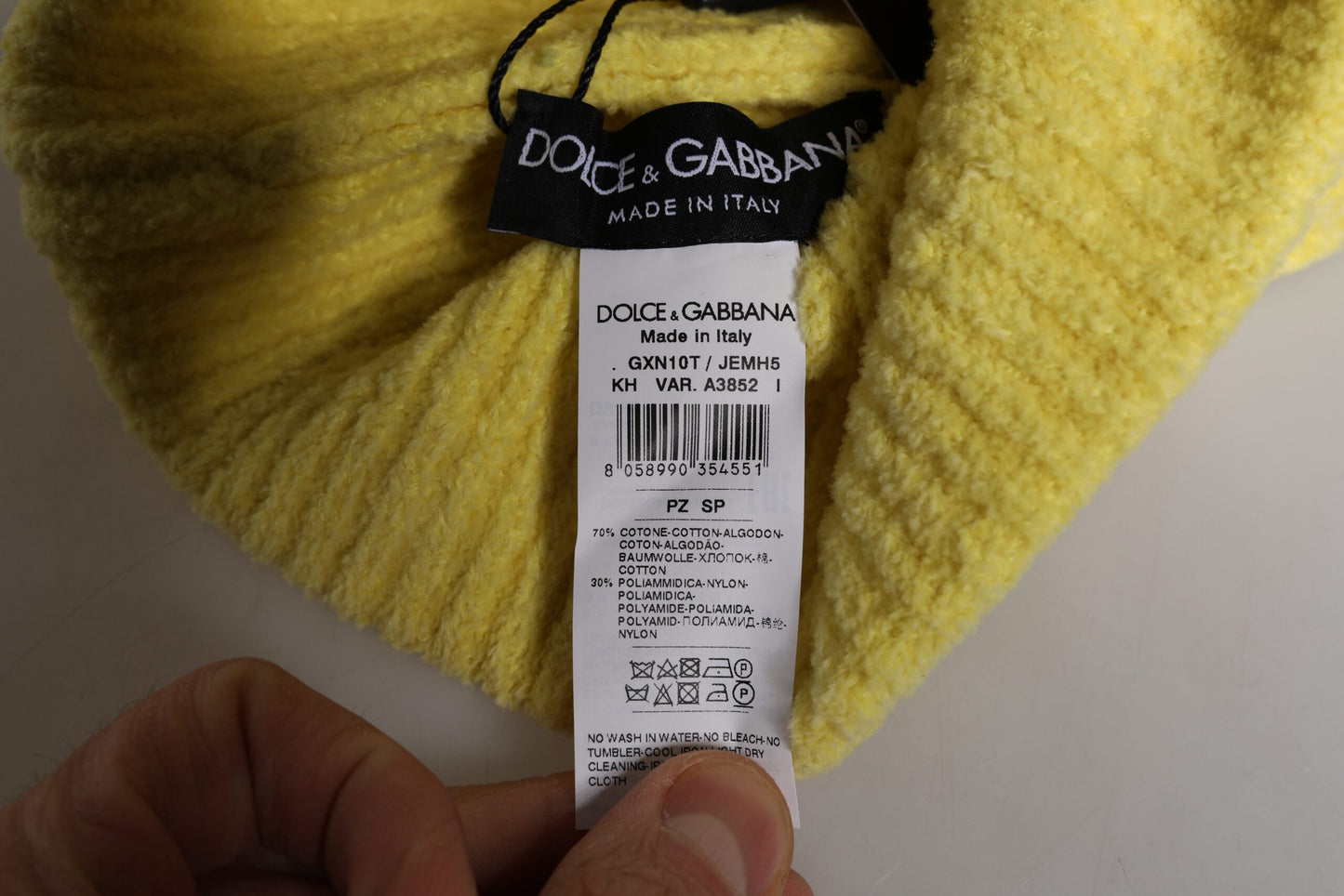 Dolce & Gabbana gele gebreide wintermuts van katoen