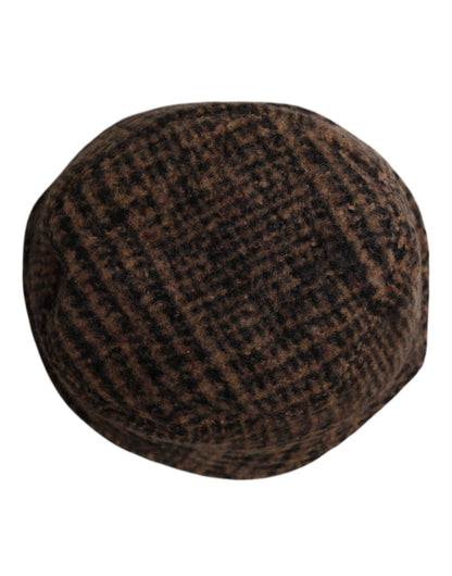 Chapeau bob en laine tissée marron à motif pied-de-poule Dolce & Gabbana