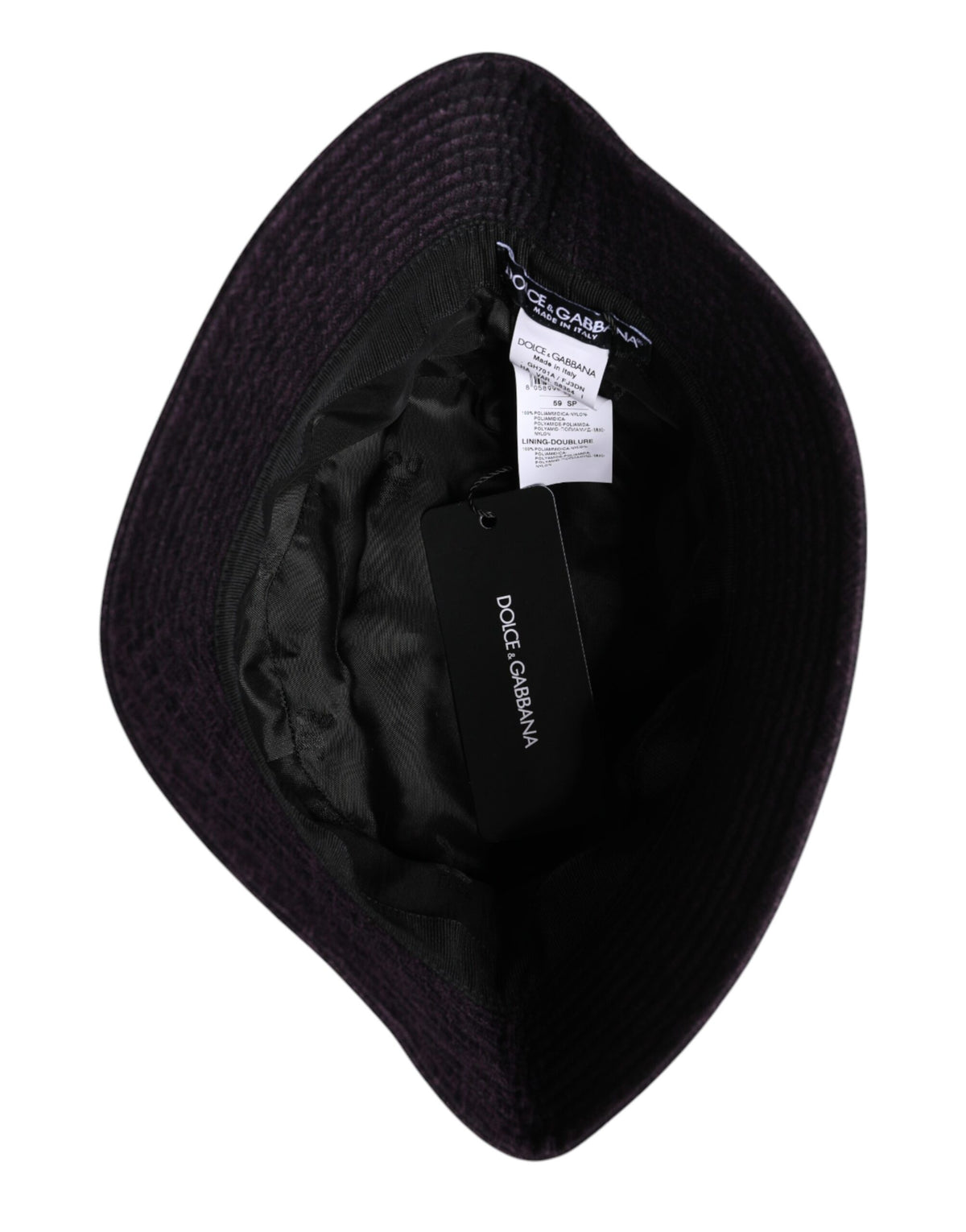 Chapeau bob en nylon noir à large bord Dolce & Gabbana
