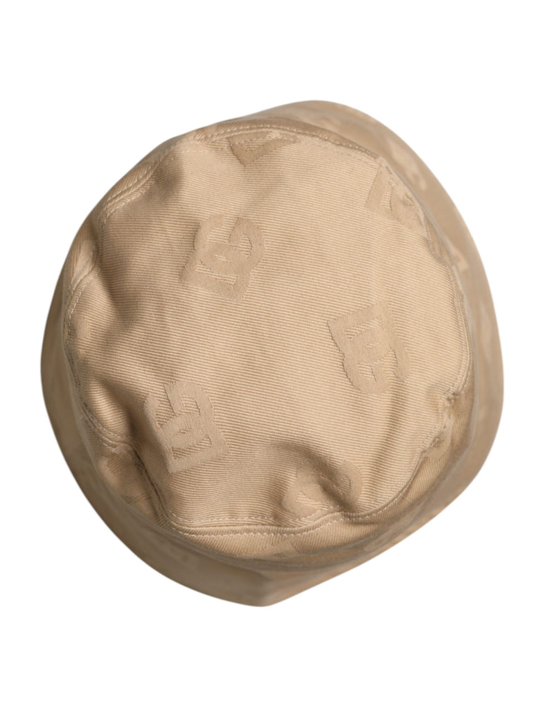 Casquette bob en coton beige avec logo monogramme Dolce & Gabbana