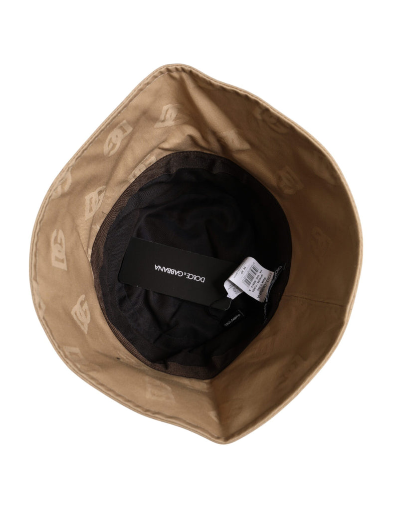 Casquette bob en coton beige avec logo monogramme Dolce & Gabbana