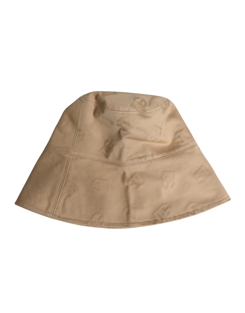 Casquette bob en coton beige avec logo monogramme Dolce & Gabbana