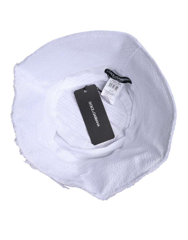Chapeau seau à large bord en polyester blanc Dolce & Gabbana