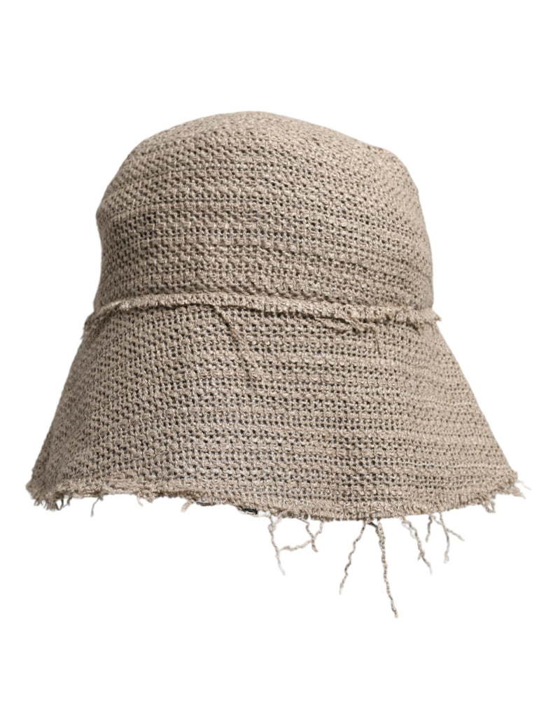 Chapeau seau à large bord en lin beige Dolce & Gabbana