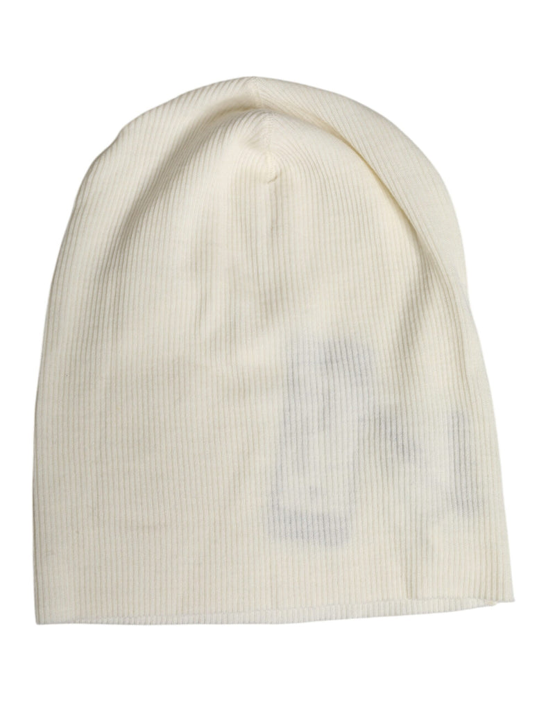 Bonnet tricoté en laine mélangée beige Dolce & Gabbana