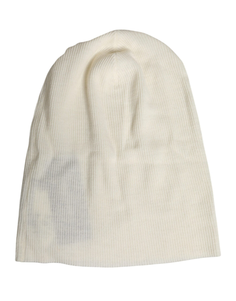 Bonnet tricoté en laine mélangée beige Dolce & Gabbana