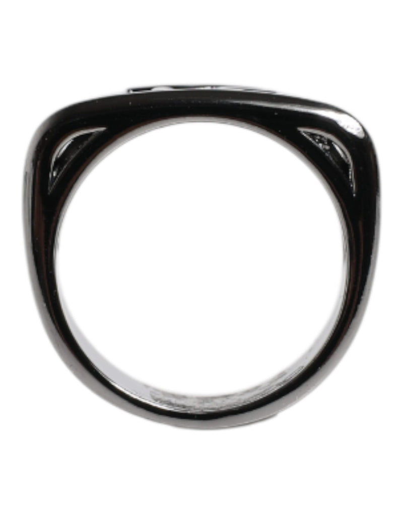 Dolce & Gabbana Bague en laiton argenté avec logo Anello DG