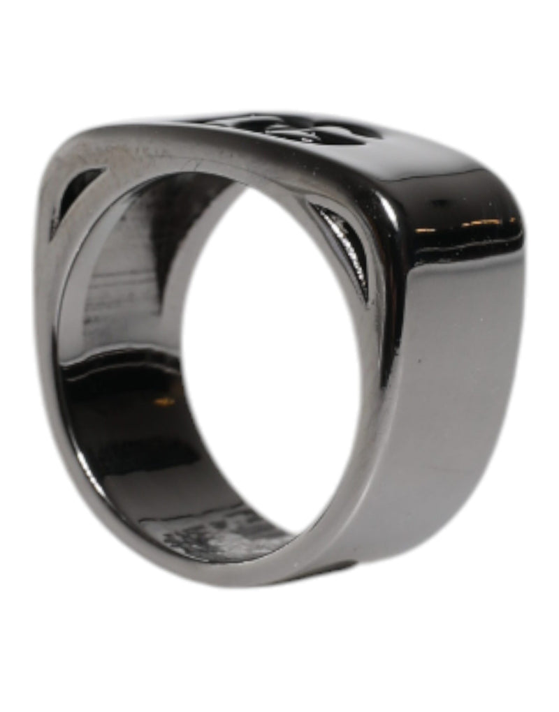 Dolce & Gabbana Bague en laiton argenté avec logo Anello DG