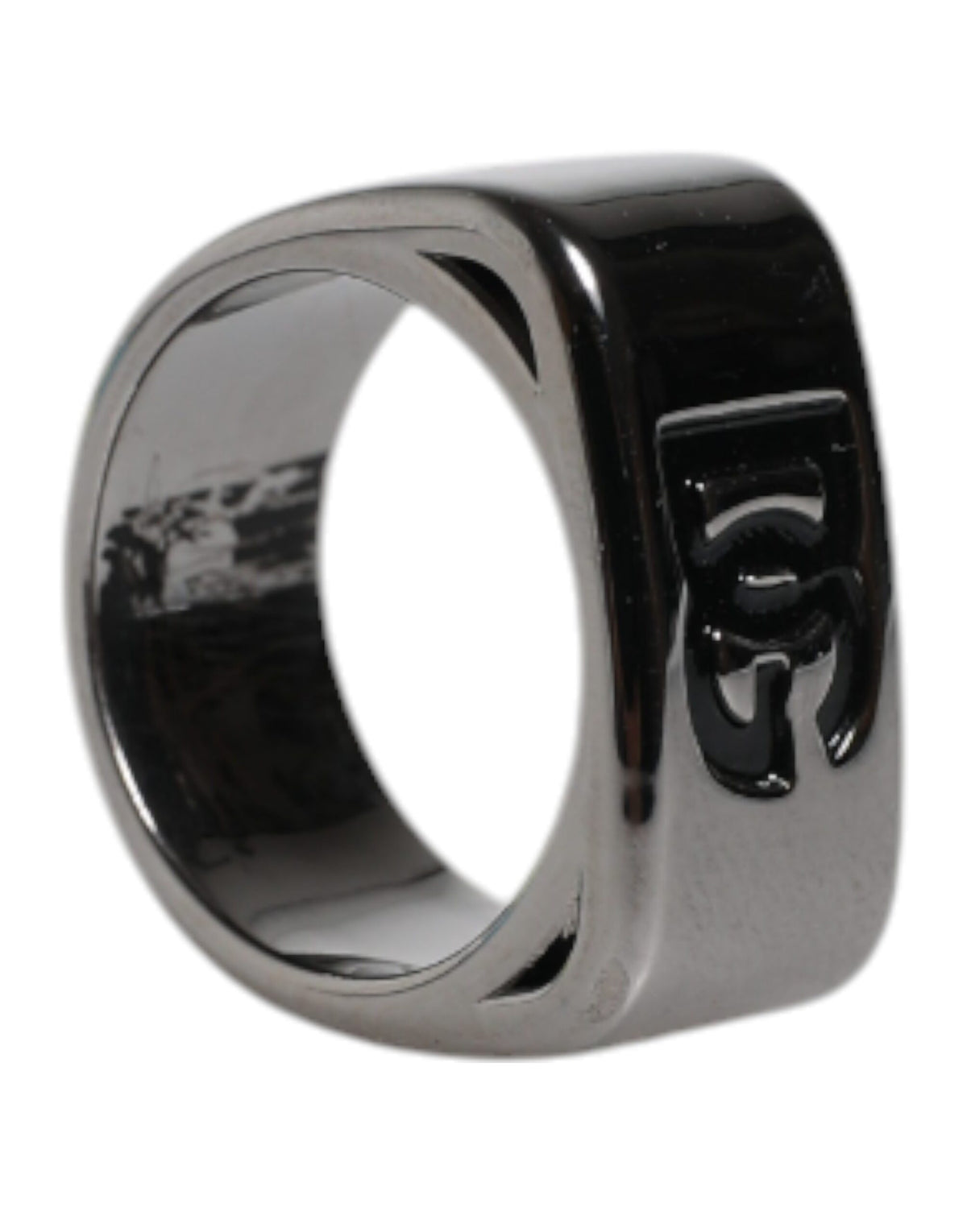Dolce & Gabbana Bague en laiton argenté avec logo Anello DG