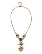 Dolce & Gabbana Gold Brass Lily Crystal Sacred Heart Pendant Necklace
