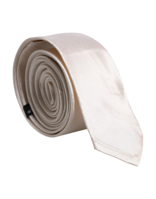 Cravate ajustable en soie unie blanche Dolce &amp; Gabbana