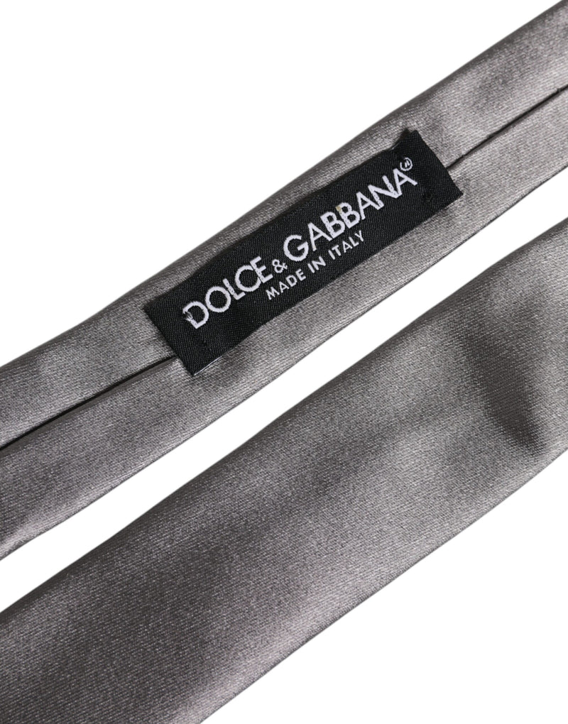 Dolce &amp; Gabbana Metallic Zilveren Zijden Verstelbare Stropdas