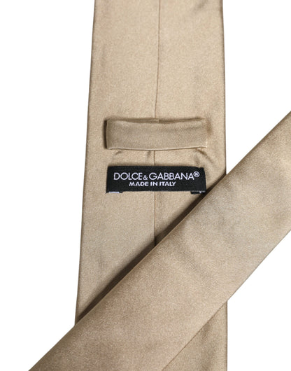 Dolce &amp; Gabbana Beige Effen Zijden Verstelbare Stropdas