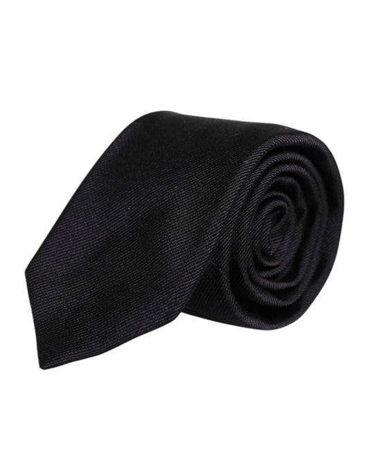 Cravate ajustable en soie unie noire Dolce &amp; Gabbana