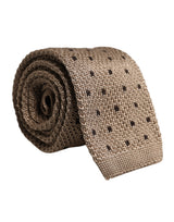 Cravate ajustable en soie beige à pois Dolce &amp; Gabbana