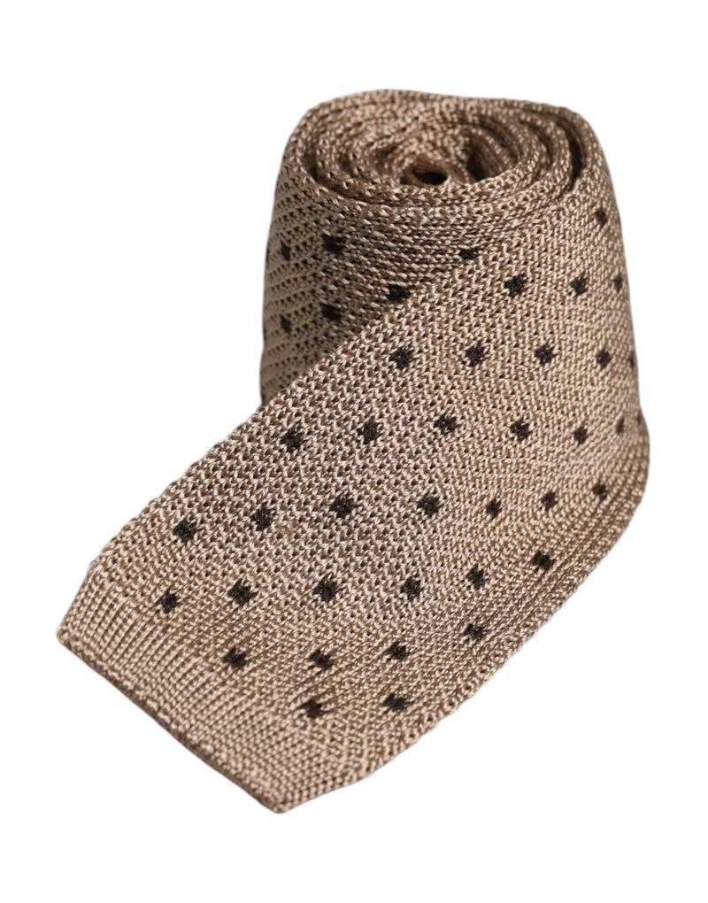 Dolce &amp; Gabbana Beige Polka Dot Zijden Verstelbare Stropdas