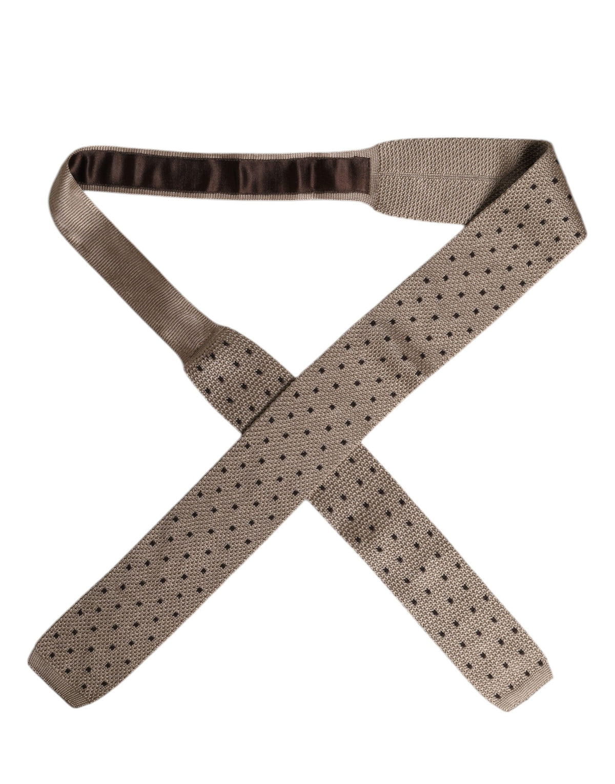 Cravate ajustable en soie beige à pois Dolce &amp; Gabbana