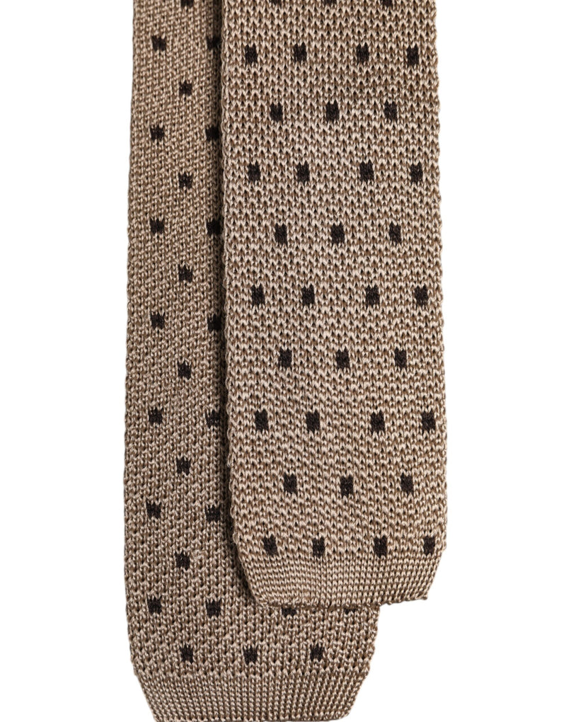Dolce &amp; Gabbana Beige Polka Dot Zijden Verstelbare Stropdas