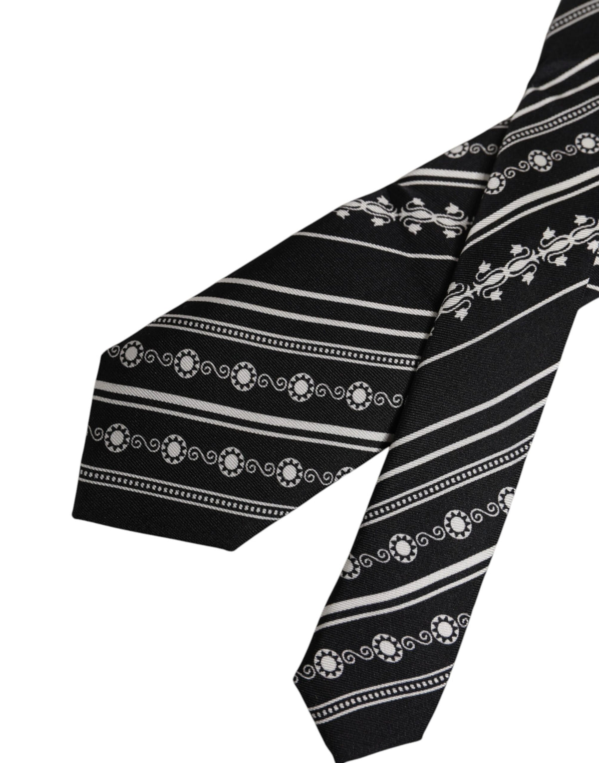 Cravate ajustable en soie à rayures noires et blanches Dolce &amp; Gabbana