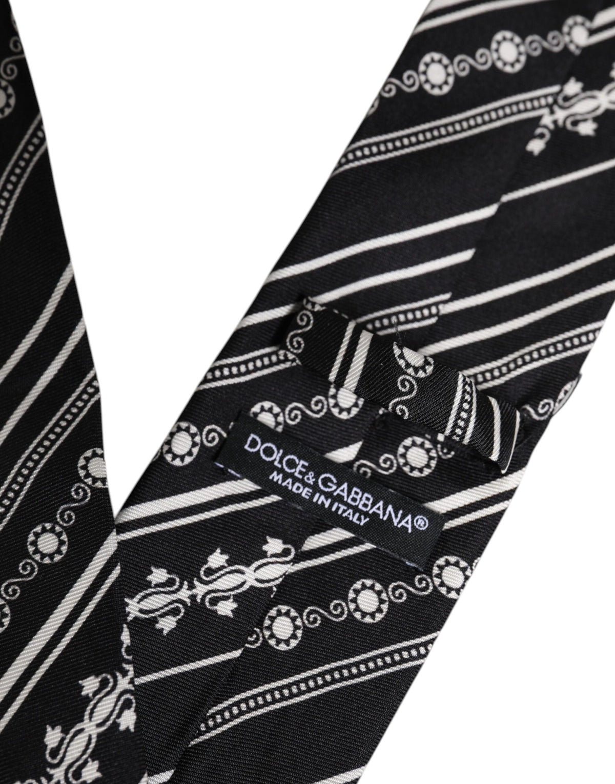 Cravate ajustable en soie à rayures noires et blanches Dolce &amp; Gabbana
