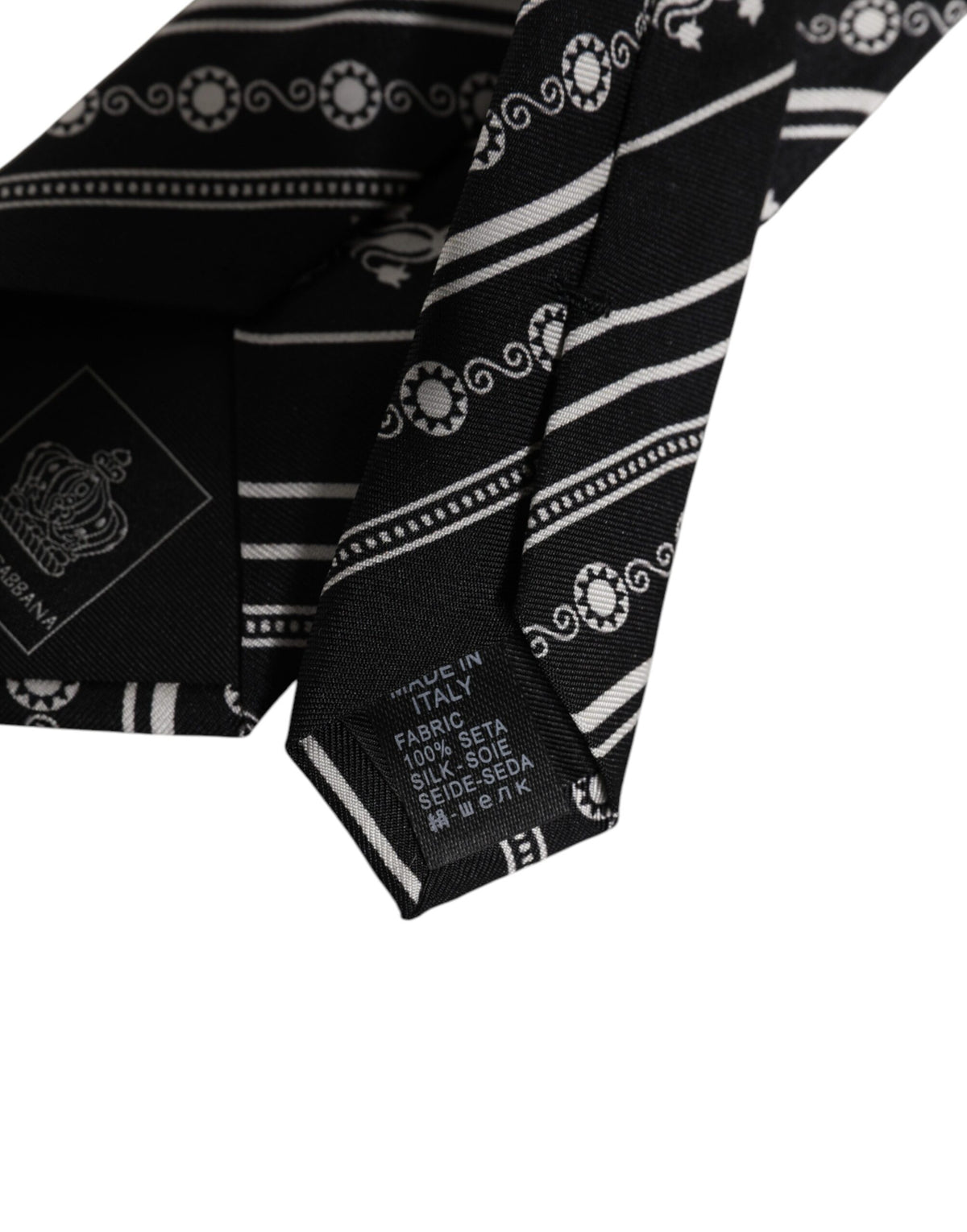 Cravate ajustable en soie à rayures noires et blanches Dolce &amp; Gabbana