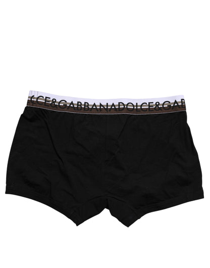 Dolce & Gabbana Black Cotton Stretch Regular Boxer Underwear
