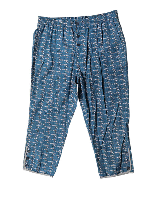 Dolce &amp; Gabbana blauwe krokodillenprint, cropped strandkleding en zwemkleding