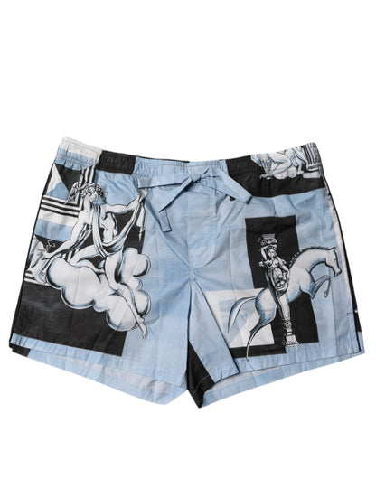 Shorts homme en coton Dolce & Gabbana bleu à imprimé statue.