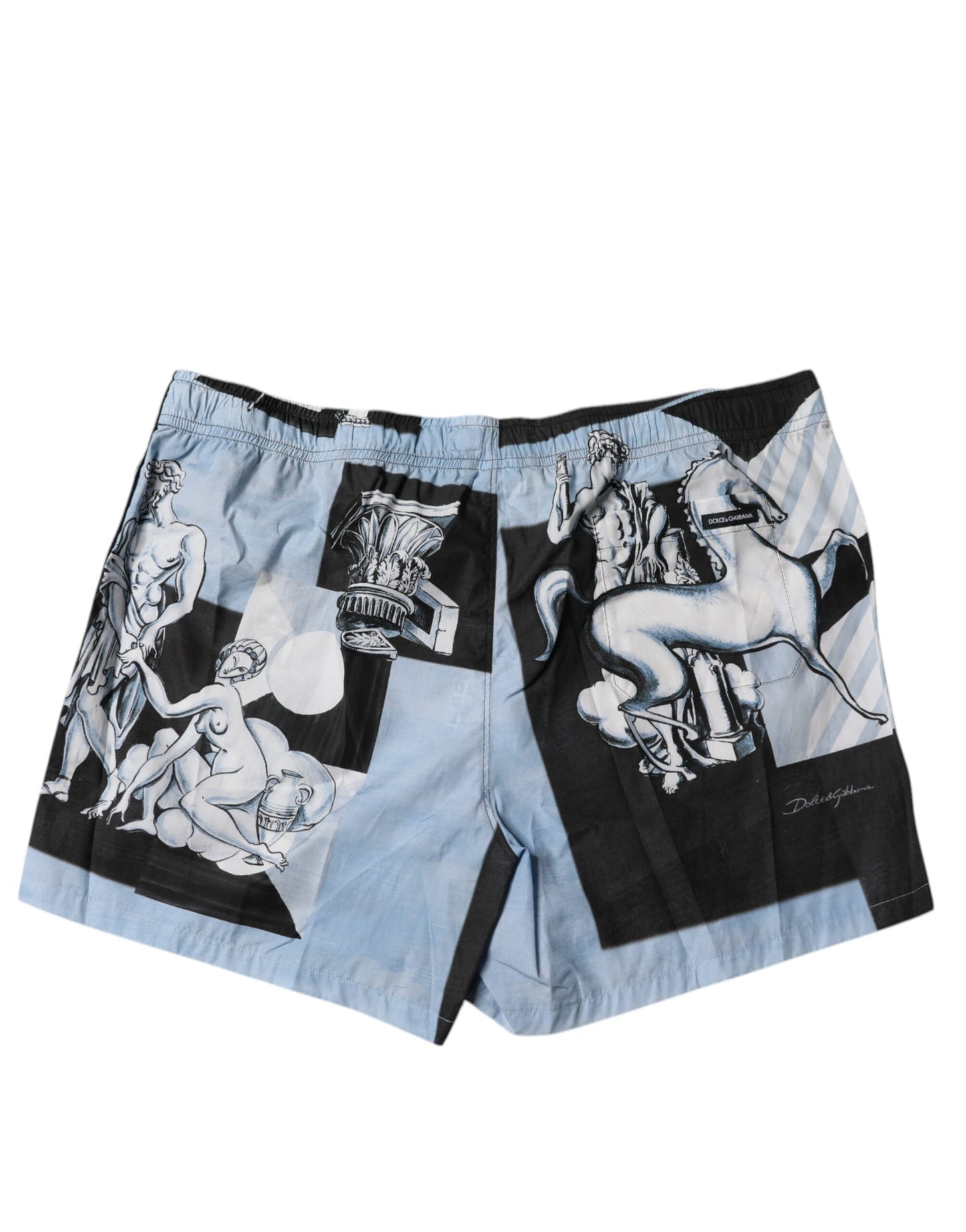 Shorts homme en coton Dolce & Gabbana bleu à imprimé statue.