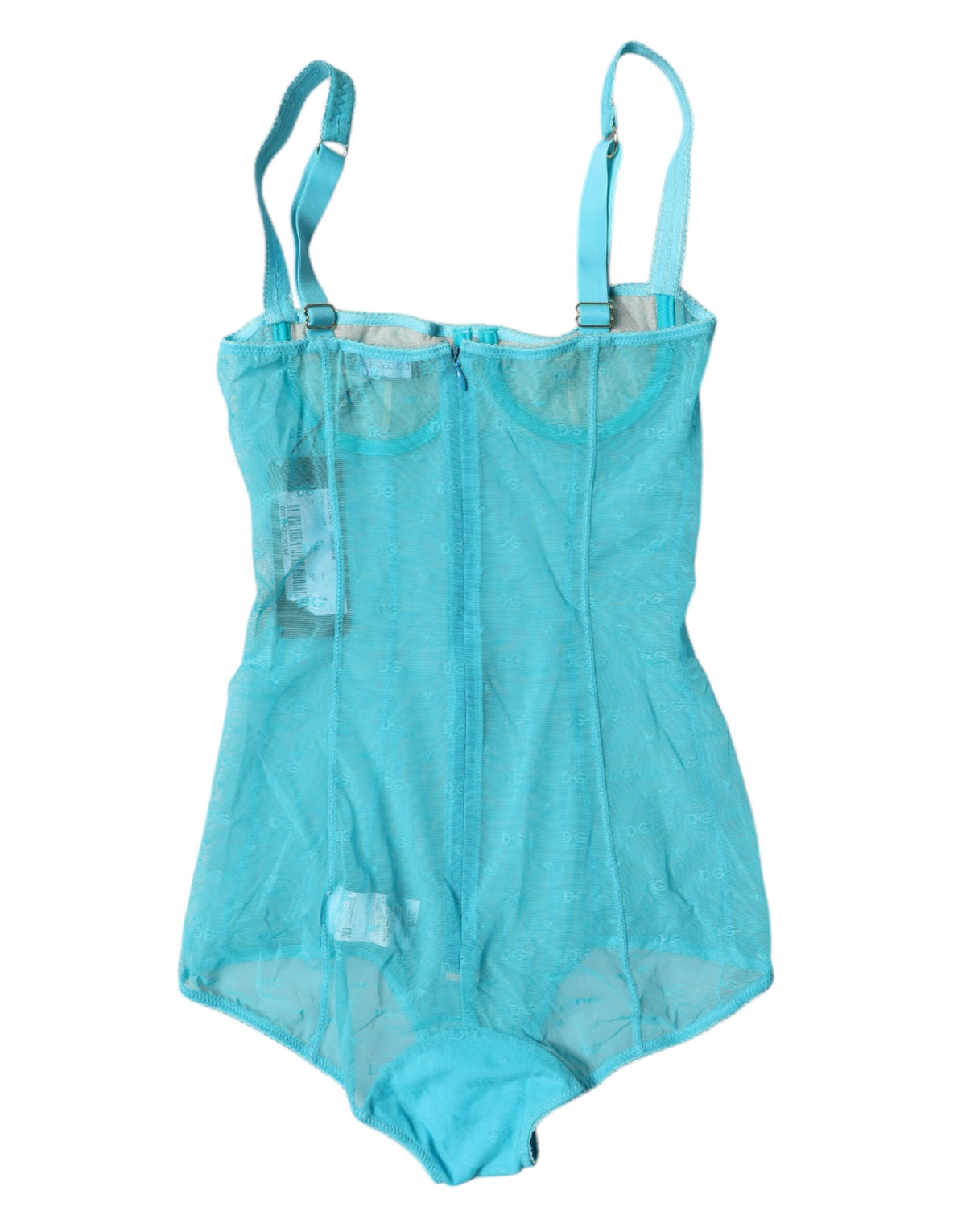 Dolce & Gabbana Blue Tulle Balconette Bra Bodysuit