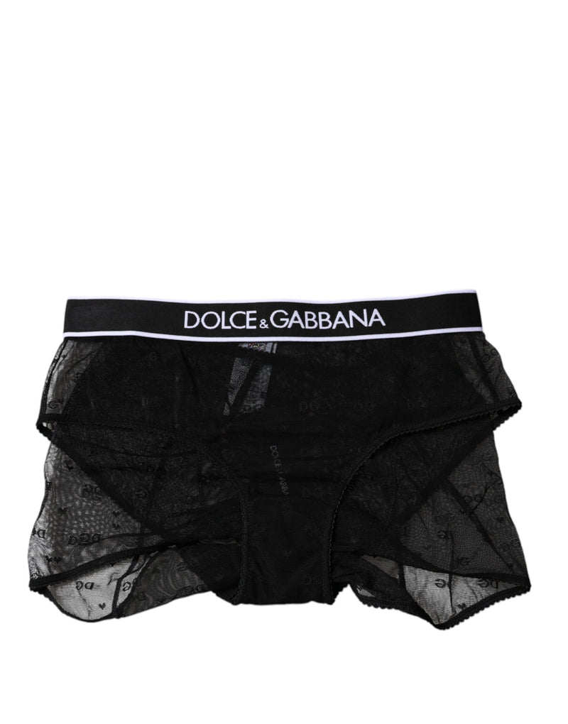 Dolce & Gabbana Black Tulle Nylon Mid Waist Panty
