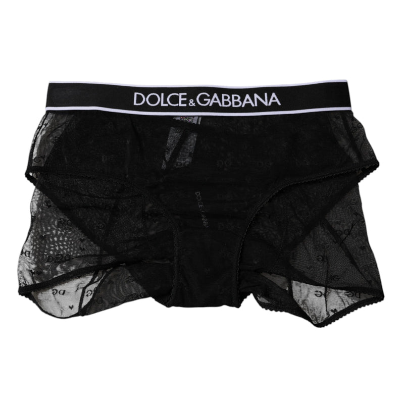 Dolce & Gabbana Black Tulle Nylon Mid Waist Panty