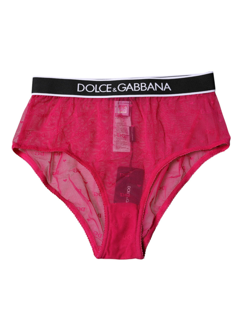 Dolce & Gabbana Fuchsia Tulle Nylon Mid Waist Panty