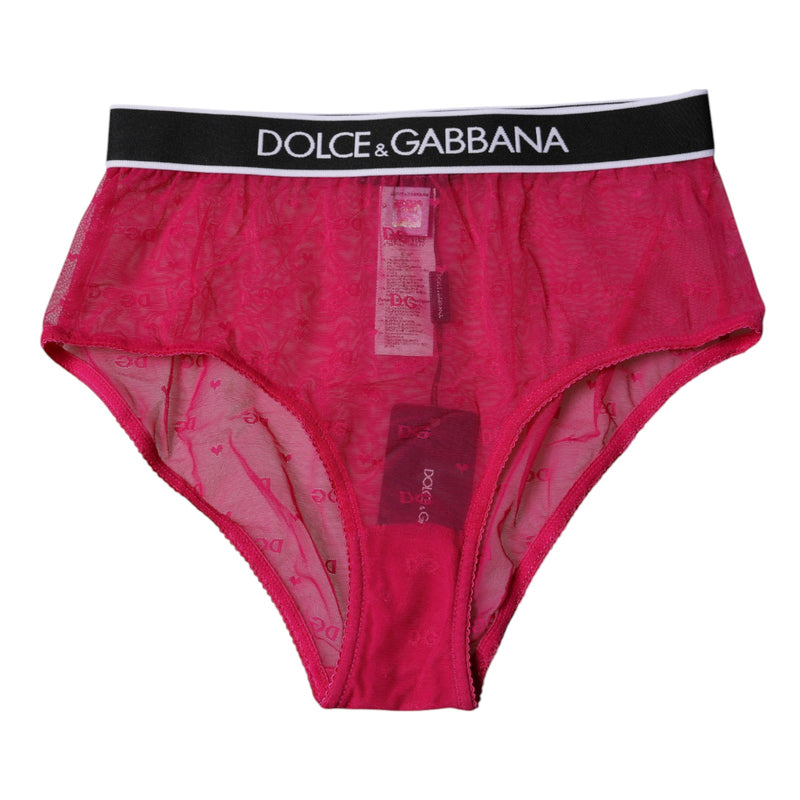 Dolce & Gabbana Fuchsia Tulle Nylon Mid Waist Panty