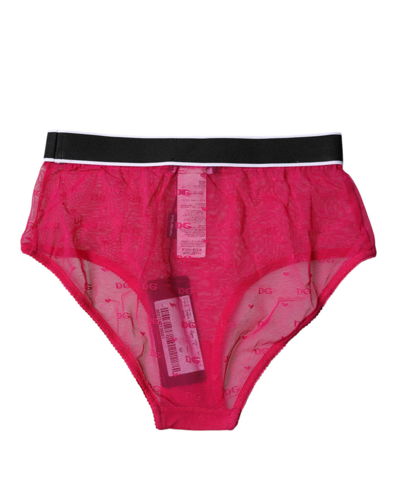 Dolce & Gabbana Fuchsia Tulle Nylon Mid Waist Panty