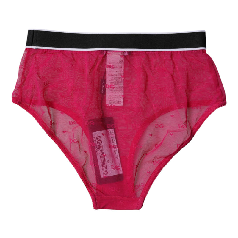 Dolce & Gabbana Fuchsia Tulle Nylon Mid Waist Panty
