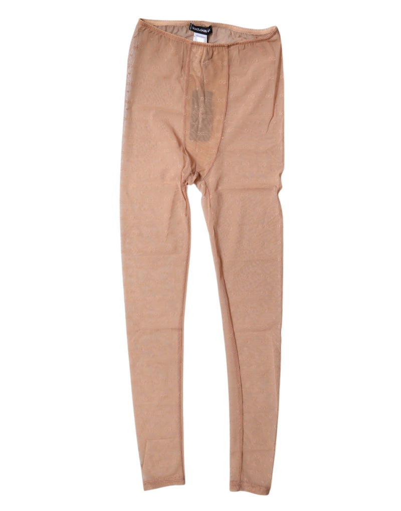 Dolce & Gabbana Nude Beige Logo Lace Lingerie Pants