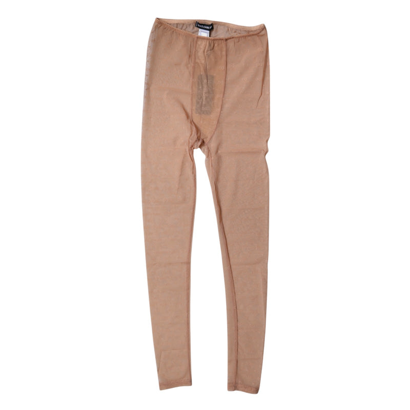 Dolce & Gabbana Nude Beige Logo Lace Lingerie Pants