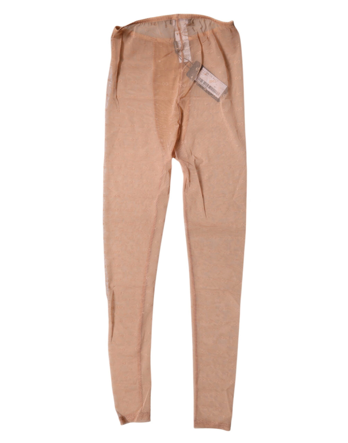 Dolce & Gabbana Pantalons en Dentelle Beige Nude avec Logo