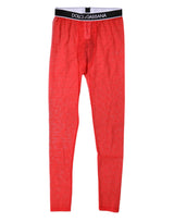 Dolce & Gabbana Red Logo Lace Lingerie Tight Pants