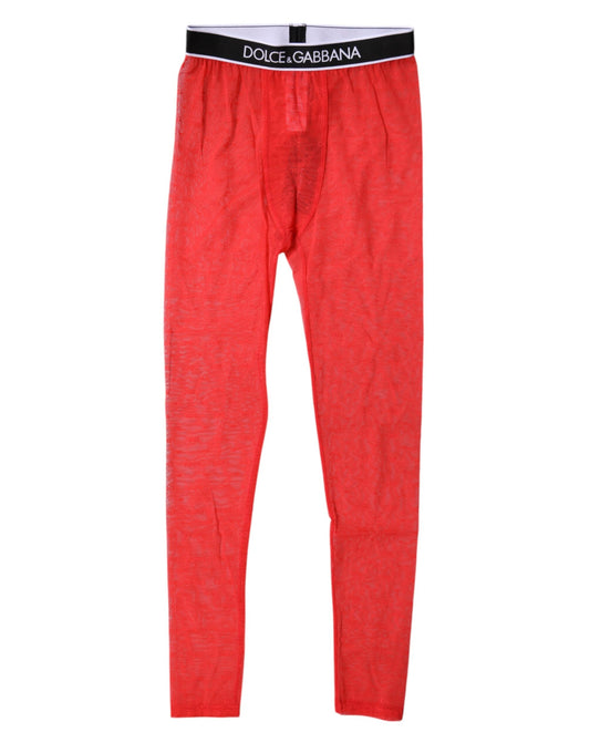 Dolce & Gabbana Red Logo Lace Lingerie Tight Pants