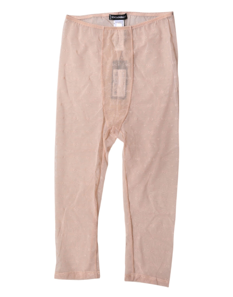 Dolce & Gabbana Beige Logo Lace Cropped Tights