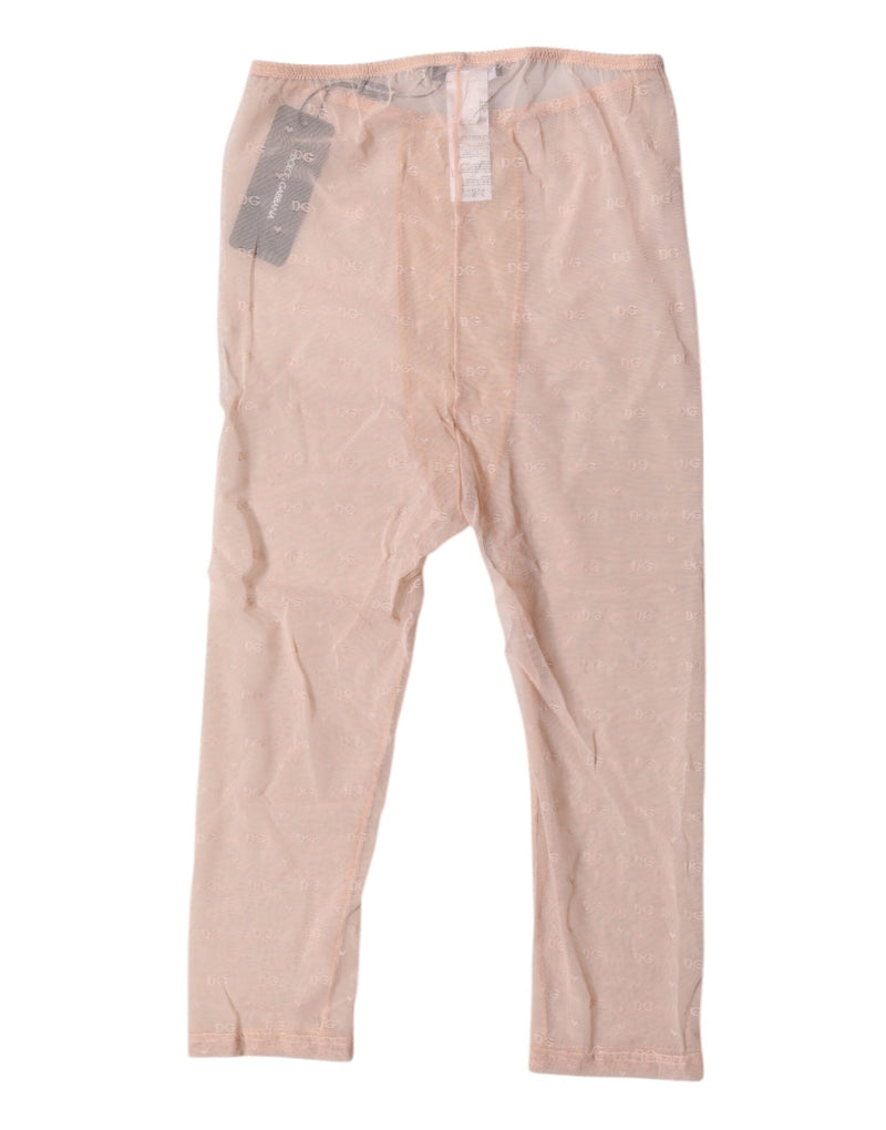 Dolce & Gabbana Beige Logo Lace Cropped Tights