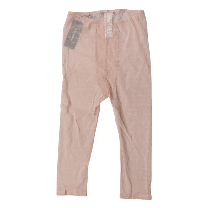 Dolce & Gabbana Beige Logo Lace Cropped Tights