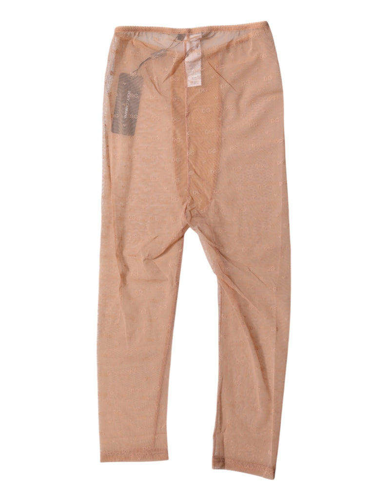 Dolce & Gabbana Brown Logo Lace Cropped Tights