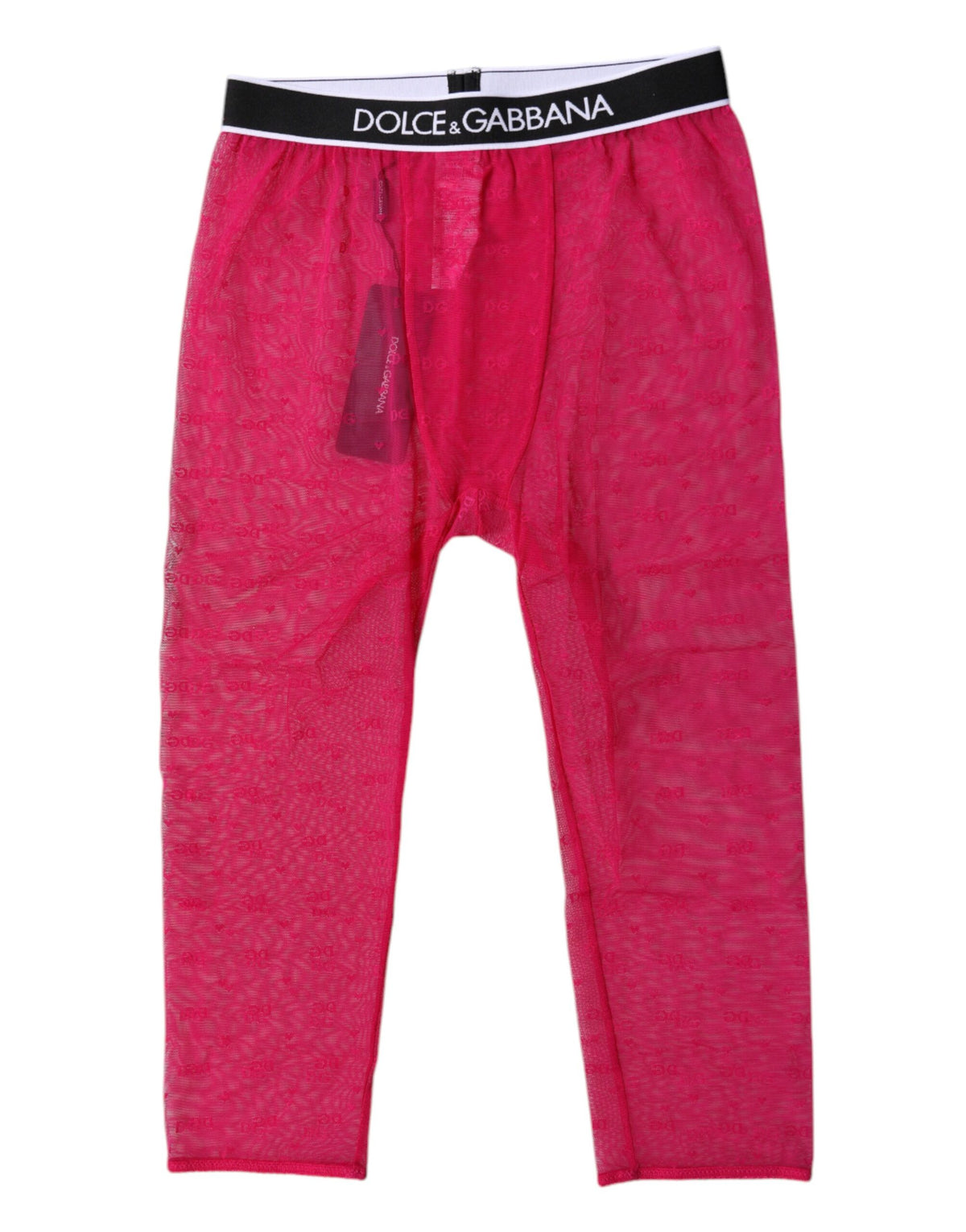 Dolce & Gabbana Fuchsia DG Logo Nylon Cropped Tights